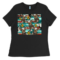 Black western horseshoe sunflower brown cow Ladies Tee - BarkalooDesign