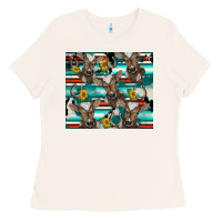 Bone western horseshoe sunflower brown cow Ladies Tee - BarkalooDesign