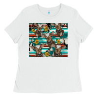 White western horseshoe sunflower brown cow Ladies Tee - BarkalooDesign