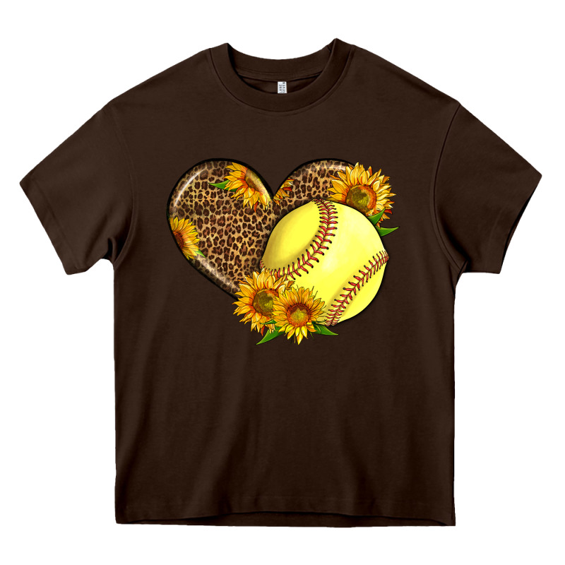Softball Heart With Sunflowers Heavy Core Tee by LillyAllenDesigns | Teevron