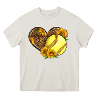 Cream Softball Heart With Sunflowers Heavy Core Tee - LillyAllenDesigns