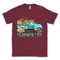 Burgundy Teacher Life With Truck Classic Tee - BundleAndBundleShop