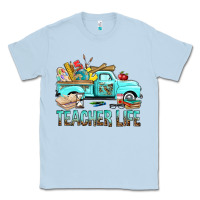 Dusty Blue Teacher Life With Truck Classic Tee - BundleAndBundleShop