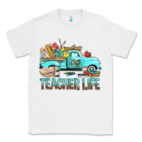 White Teacher Life With Truck Classic Tee - BundleAndBundleShop