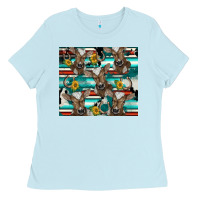 Baby Blue western horseshoe sunflower brown cow Ladies Tee - BarkalooDesign
