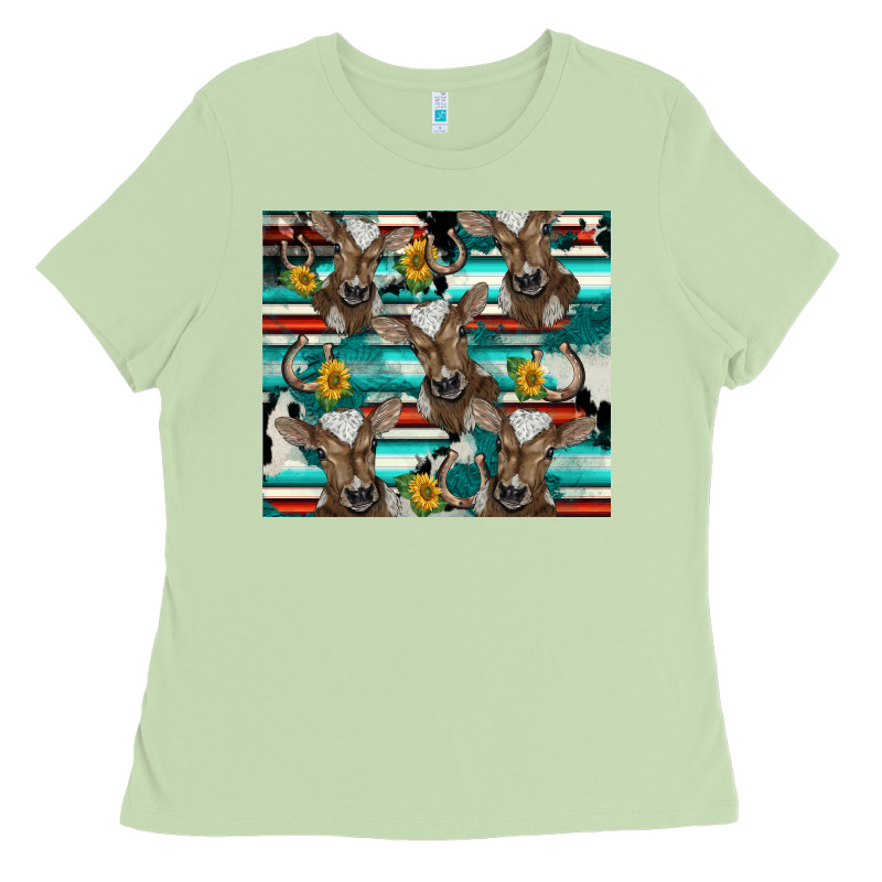 Western Horseshoe Sunflower Brown Cow Ladies Tee by BarkalooDesign | Teevron