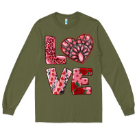 Army Green love  with pink gemstone Long Sleeve Tee - RanaPortraitStore