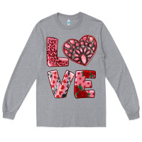 Heather Grey love  with pink gemstone Long Sleeve Tee - RanaPortraitStore