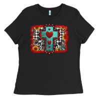 Black Christmas cross with background Ladies Tee - Jasminsmagicworld