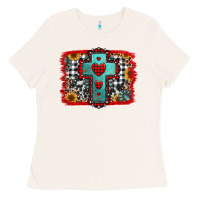 Bone Christmas cross with background Ladies Tee - Jasminsmagicworld