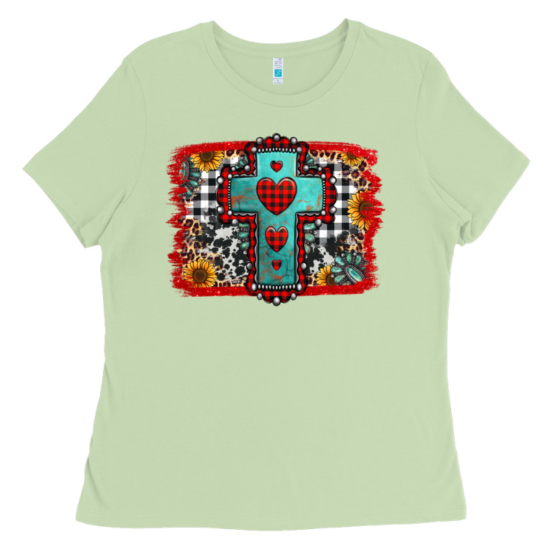 Christmas Cross With Background Ladies Tee by Jasminsmagicworld | Teevron