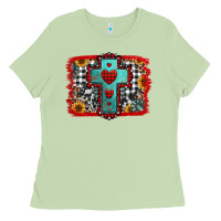 Matcha Christmas cross with background Ladies Tee - Jasminsmagicworld