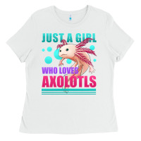 White just a girl who loves axolotls Ladies Tee - Jasminsmagicworld