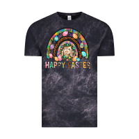 Cloud Black Happy Easter Rainbow Vintage Tee - BundleAndBundleShop