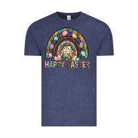 Vintage Denim Happy Easter Rainbow Vintage Tee - BundleAndBundleShop
