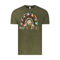 Vintage Olive Happy Easter Rainbow Vintage Tee - BundleAndBundleShop