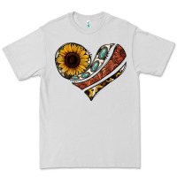 Dove Grey western sunflower cowhide  heart Premium Tee - Jasminsmagicworld