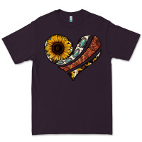 Plum western sunflower cowhide  heart Premium Tee - Jasminsmagicworld