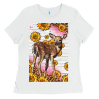 White Western Cute Baby Deer Fawn Ladies Tee - LillyAllenDesigns