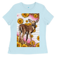 Baby Blue Western Cute Baby Deer Fawn Ladies Tee - LillyAllenDesigns