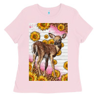 Bubblegum Pink Western Cute Baby Deer Fawn Ladies Tee - LillyAllenDesigns