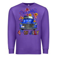 Purple Western Fourth Of July Truck Premium Sweatshirt - FaDigitalArtStudio