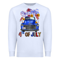 White Western Fourth Of July Truck Premium Sweatshirt - FaDigitalArtStudio