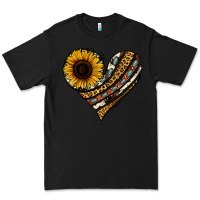Black western sunflower leopard cowhide heart Premium Tee - Jasminsmagicworld