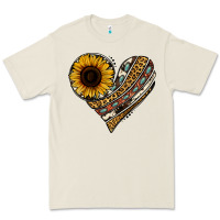 Western Sunflower Leopard Cowhide Heart Premium Tee | Teevron