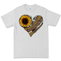 Dove Grey western sunflower leopard cowhide heart Premium Tee - Jasminsmagicworld