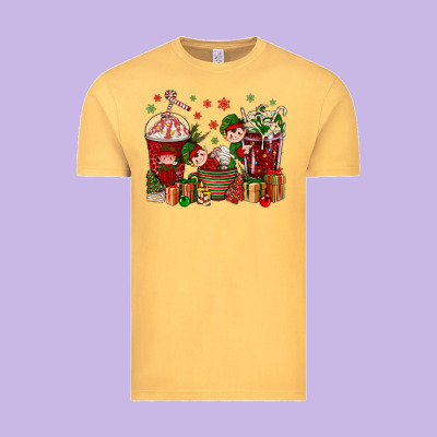 Elf Coffee Cups Christmas Vintage Tee Designed By Bundleandbundleshop