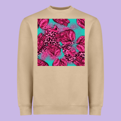 Breast Cancer Seamless Pattern Heavyweight Sweatshirt Designed By Texasbilliewilder