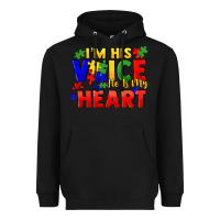 Black I'm his voice he is my heart Heavyweight Hoodie - FaDigitalArtStudio