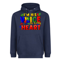 Navy I'm his voice he is my heart Heavyweight Hoodie - FaDigitalArtStudio