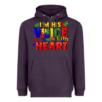 Plum I'm his voice he is my heart Heavyweight Hoodie - FaDigitalArtStudio