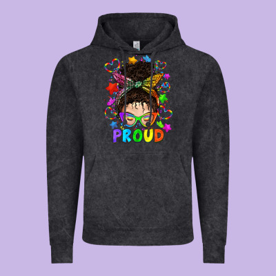 Lgbtq+ Messy Bun With Colorful Stars Vintage Hoodie Designed By Bundleandbundleshop