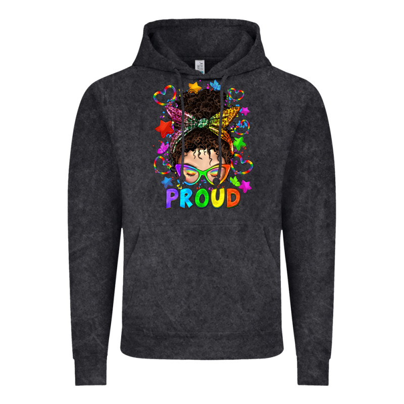 Lgbtq+ Messy Bun With Colorful Stars Vintage Hoodie by BundleAndBundleShop | Teevron