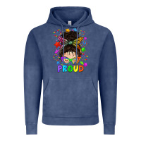 Vintage Denim LGBTQ+ Messy Bun With Colorful Stars Vintage Hoodie - BundleAndBundleShop