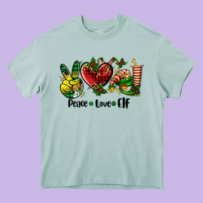 Peace Love  Elf Heavy Core Tee Designed By Adodesignshop