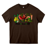Chocolate Brown peace love  elf Heavy Core Tee - AdoDesignShop