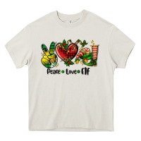 Cream peace love  elf Heavy Core Tee - AdoDesignShop