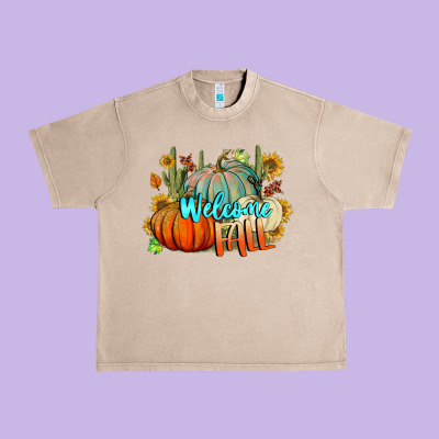 Welcome Fall Pumpkins Urban Heavy Tee Designed By Bundleandbundleshop