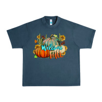 Midnight Navy Welcome Fall Pumpkins Urban Heavy Tee - BundleAndBundleShop