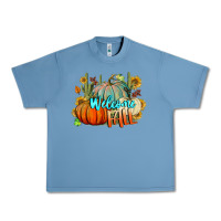 Pebble Blue Welcome Fall Pumpkins Urban Heavy Tee - BundleAndBundleShop