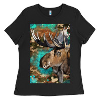 Black Western Camo Moose Ladies Tee - LillyAllenDesigns