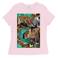 Bubblegum Pink Western Camo Moose Ladies Tee - LillyAllenDesigns
