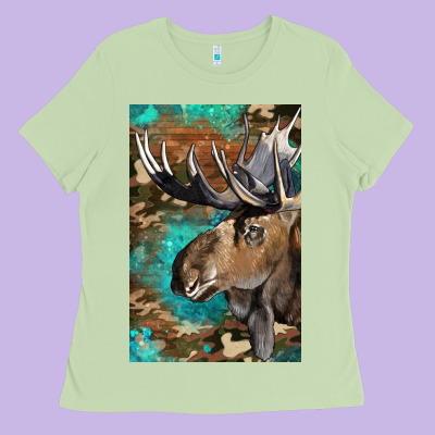 Western Camo Moose Ladies Tee Designed By Lillyallendesigns
