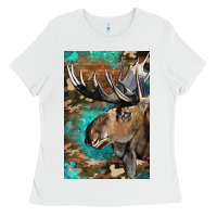 White Western Camo Moose Ladies Tee - LillyAllenDesigns