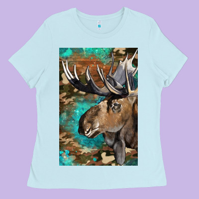 Western Camo Moose Ladies Tee Designed By Lillyallendesigns