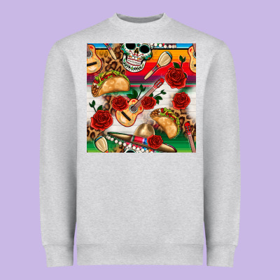 Mexican  Seamless Pattern Heavyweight Sweatshirt Designed By Texasbilliewilder